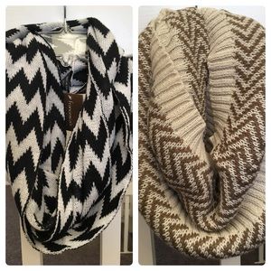 Pair of 2 Warm Chevron Infiniti Scarves
